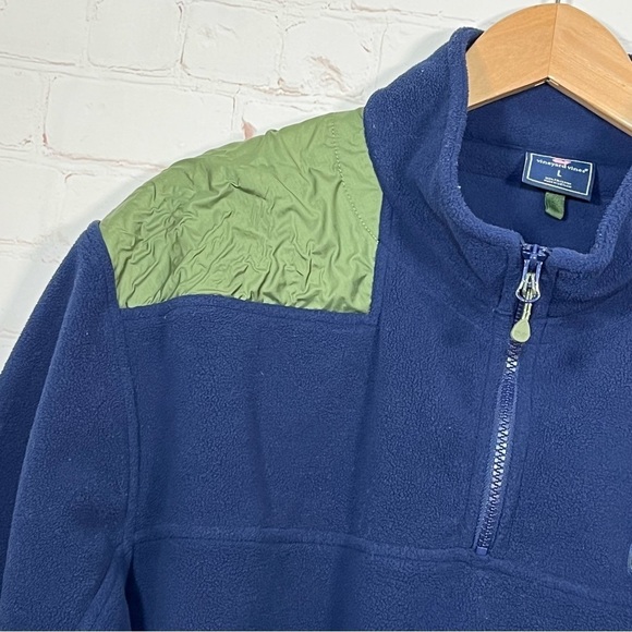 Vineyard Vines Fleece Quarter Zip Pullover Jacket Mens Large Blue Green - Picture 5 of 13